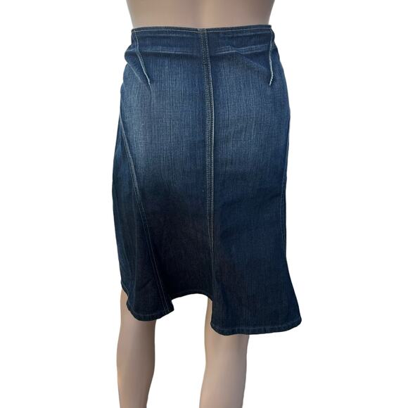 New Citizens of Humanity Women's Dark Wash Godet Knee Length Denim Jean Skirt 30 - Picture 4 of 9